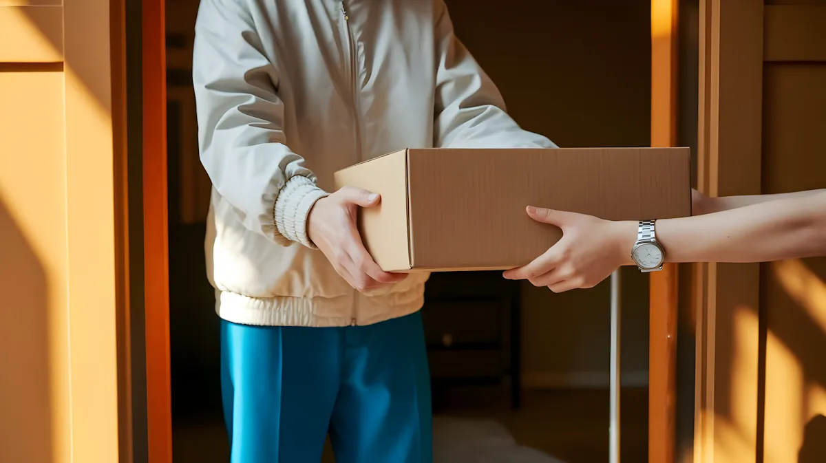 Worker moving stock inside a distribution warehouse
